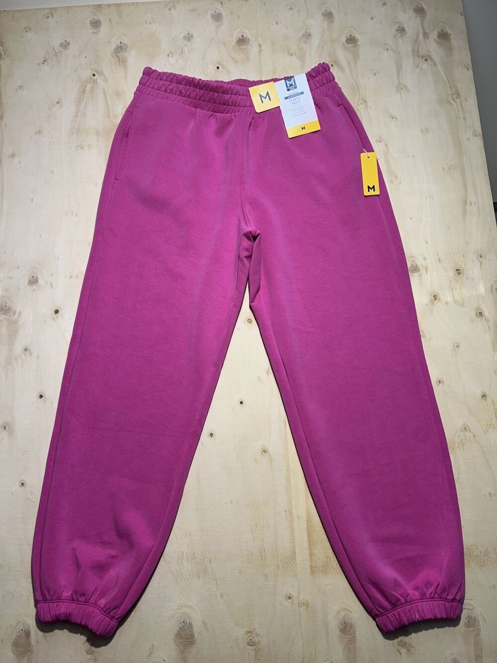 Member's Mark Women's Pink Solid Fleece Jogger Pants, Elastic Waist, M